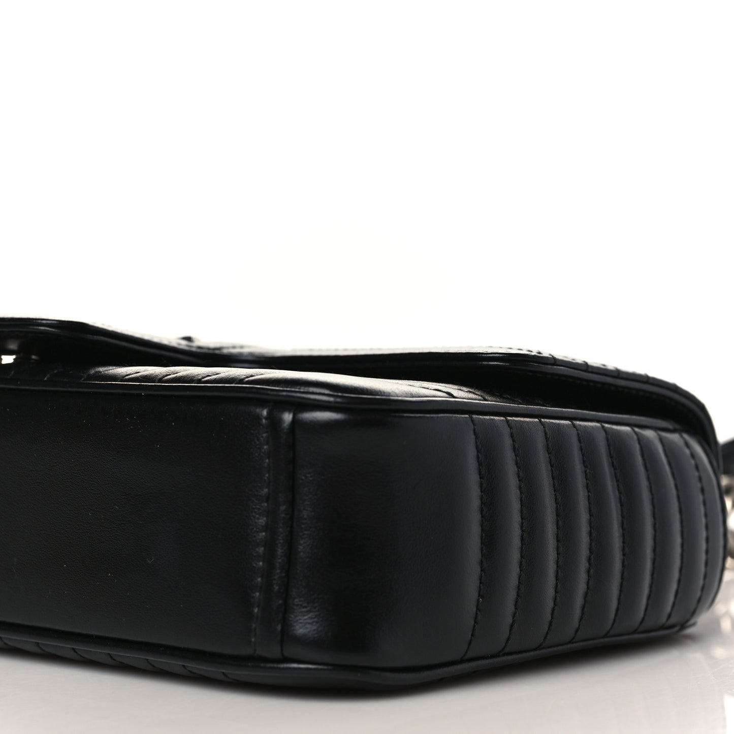 Soft Calfskin Impunture Diagramme Medium Chain Flap Shoulder Bag Black