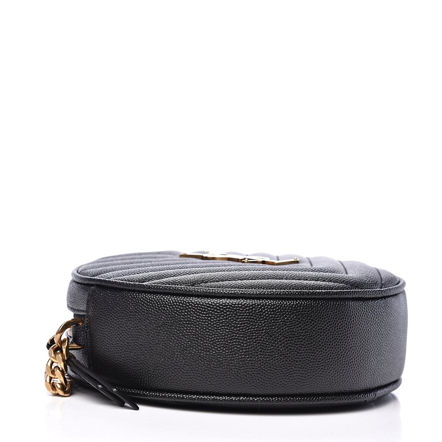 Grain De Poudre Matelasse Chevron Quilted Round Vinyle Camera Bag Black