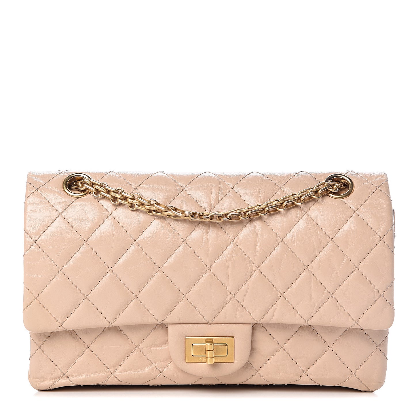 Aged Calfskin Quilted 2.55 Reissue 225 Flap Beige