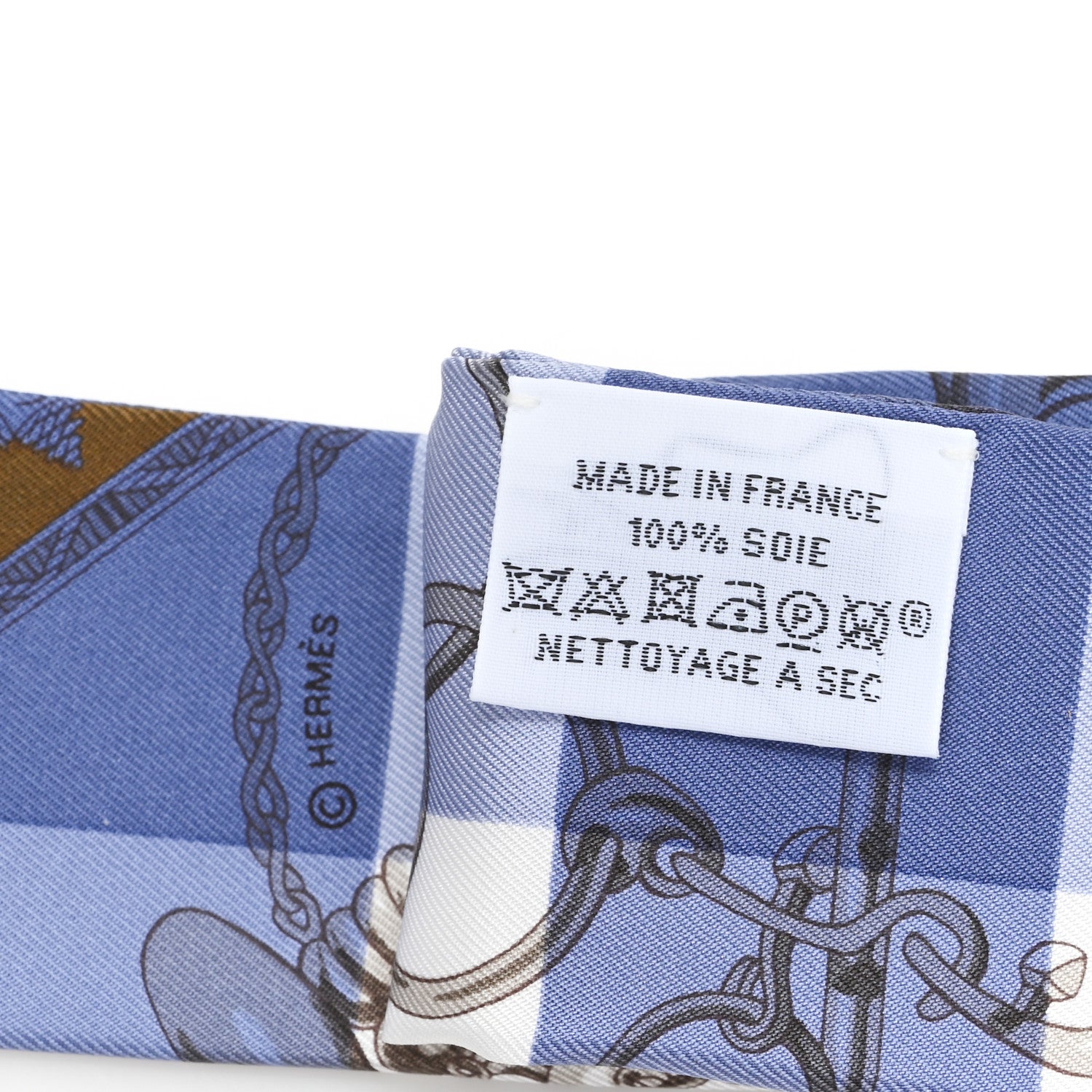 Hermes Silk Mors Et Gourmettes Vichy Twilly Bleu Jean Jaune D'Or