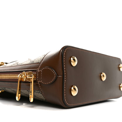 Gucci GG Supreme Monogram Azalea Calfskin Small Horsebit 1955 Top Handle Bag Beige Ebony Brown Sugar 9 of 10
