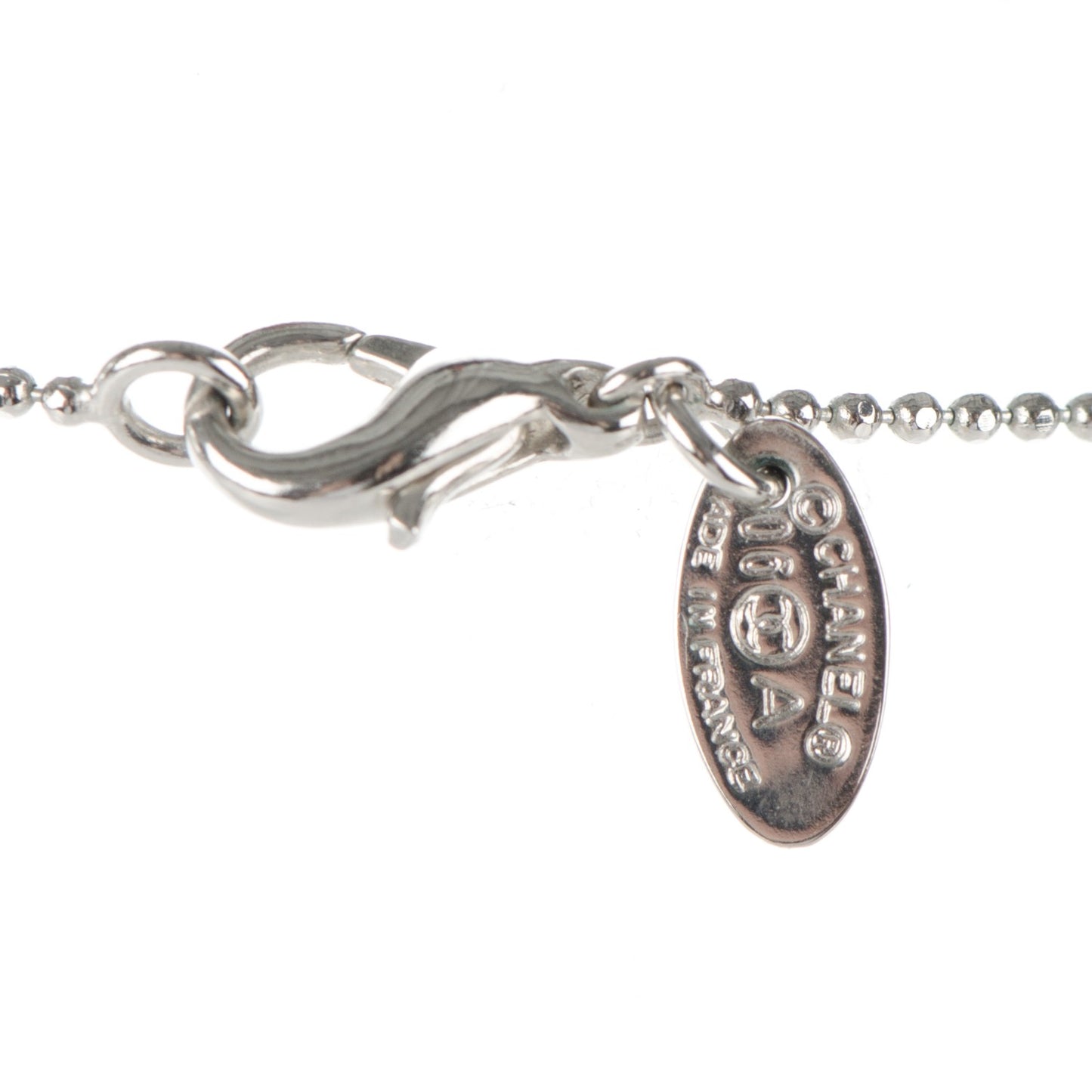 Pearl CC Pendant Necklace Silver