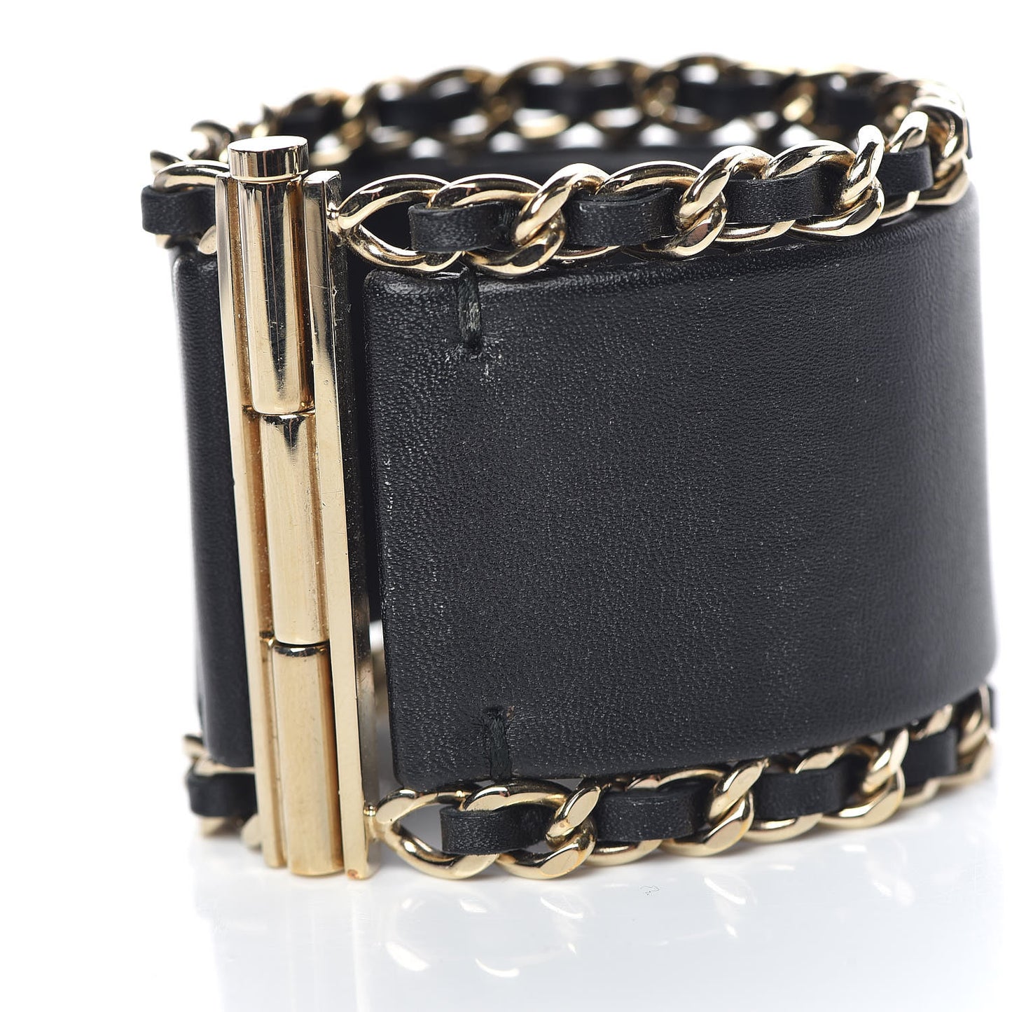 Lambskin Chain CC Cuff Black Gold