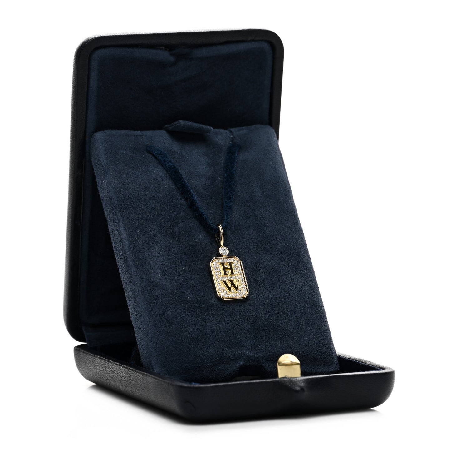 18K Yellow Gold Diamond HW Logo Full Pave Charm