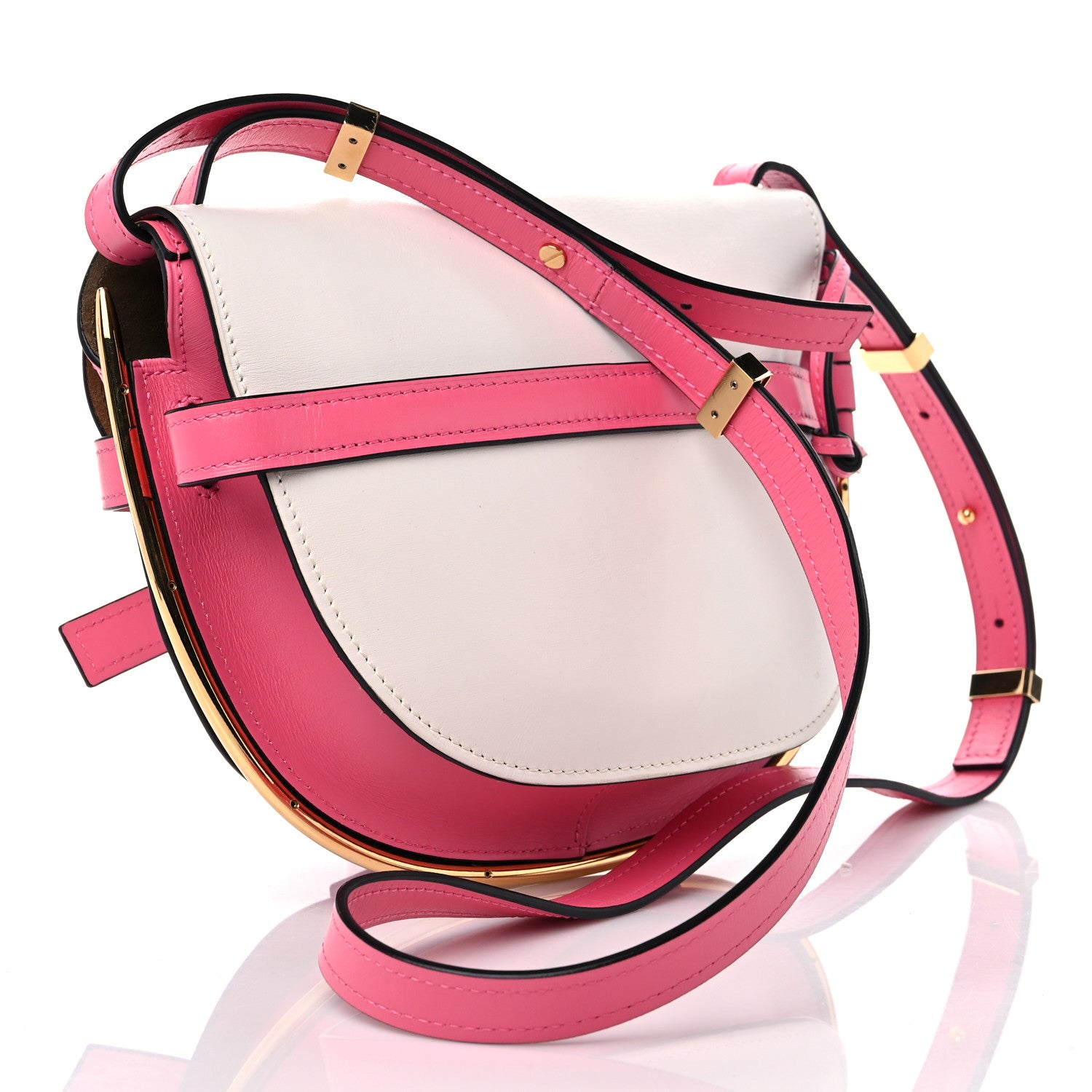 Loewe Calfskin Small Metal Gate Crossbody Bag Wild Rose White 3 of 11