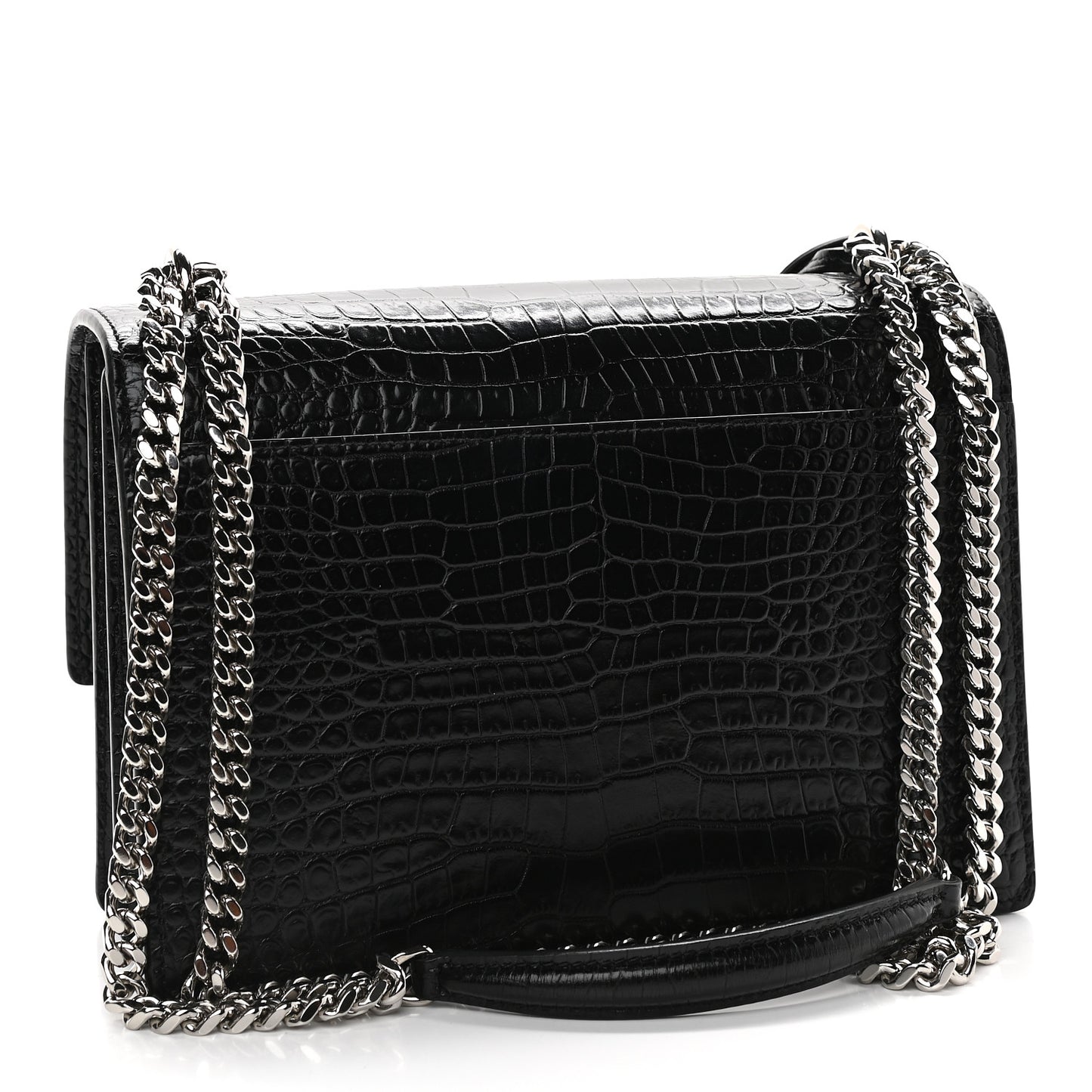 Calfskin Crocodile Embossed Medium Monogram Sunset Black