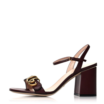 Gucci Lifford Calfskin GG Marmont Ankle Wrap 75mm Sandals 39 Vintage Bordeaux 1 of 7