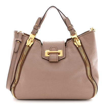 Tom Ford Grained Calfskin Sedgwick Medium Zipper Tote Taupe 1 of 20