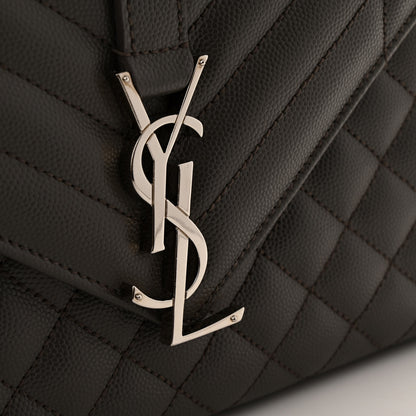 Saint Laurent Grain De Poudre Textured Mixed Matelasse Medium Triquilt Monogram Satchel Earth 10 of 11