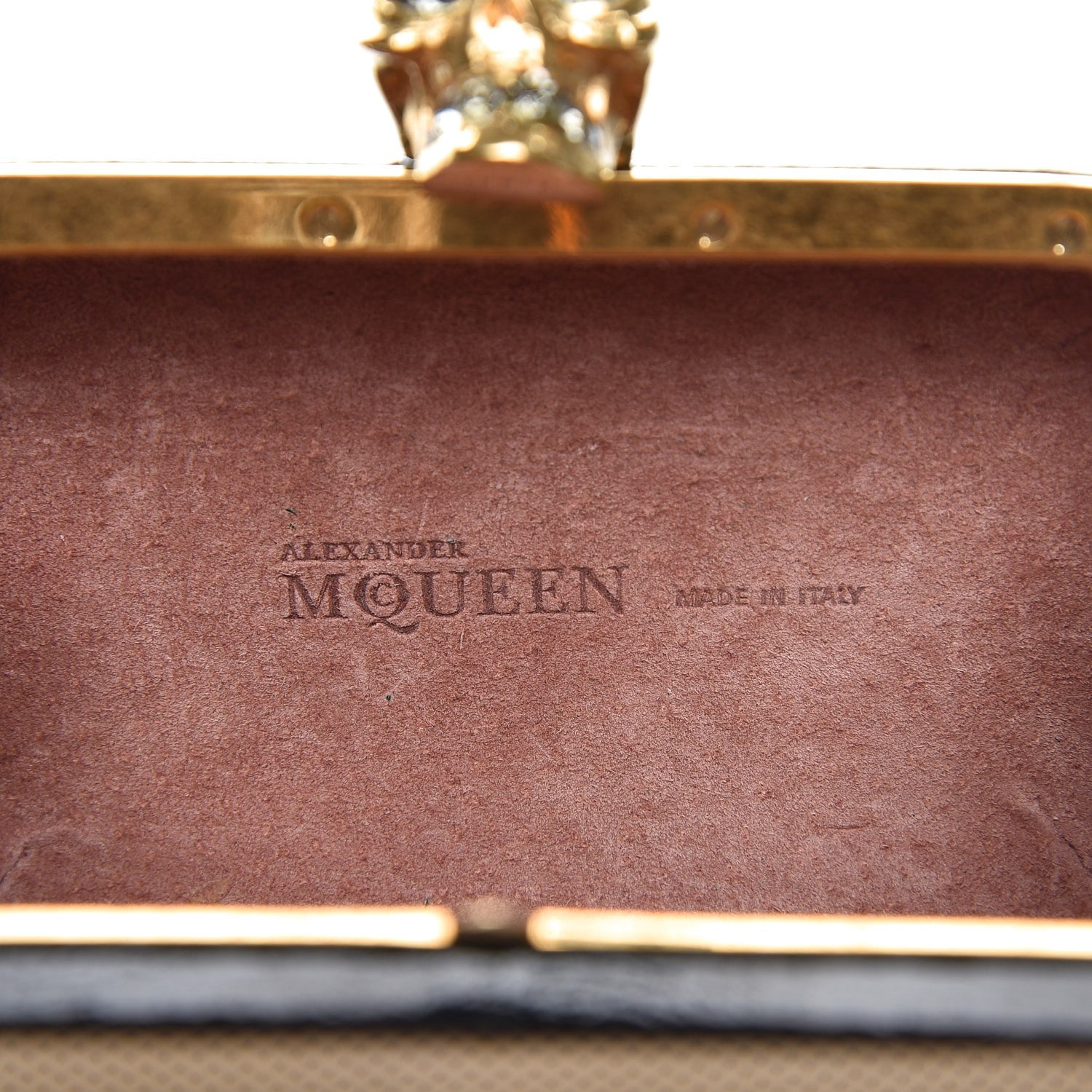 Alexander McQueen Calfskin Lace Embroidered Flower Skull Box Clutch 6 of 10