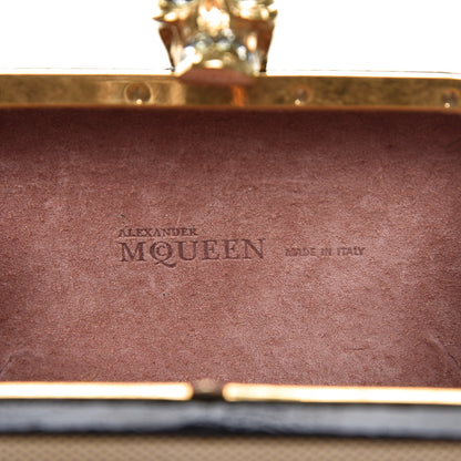 Alexander McQueen Calfskin Lace Embroidered Flower Skull Box Clutch 6 of 10
