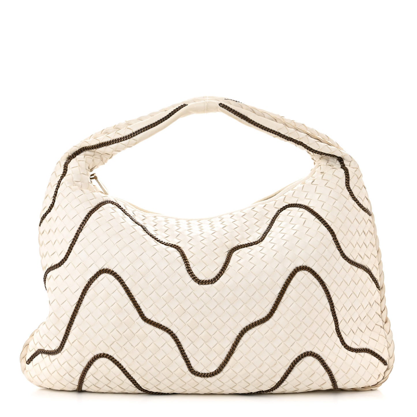 Nappa Intrecciato Medium Veneta Chain Hobo White