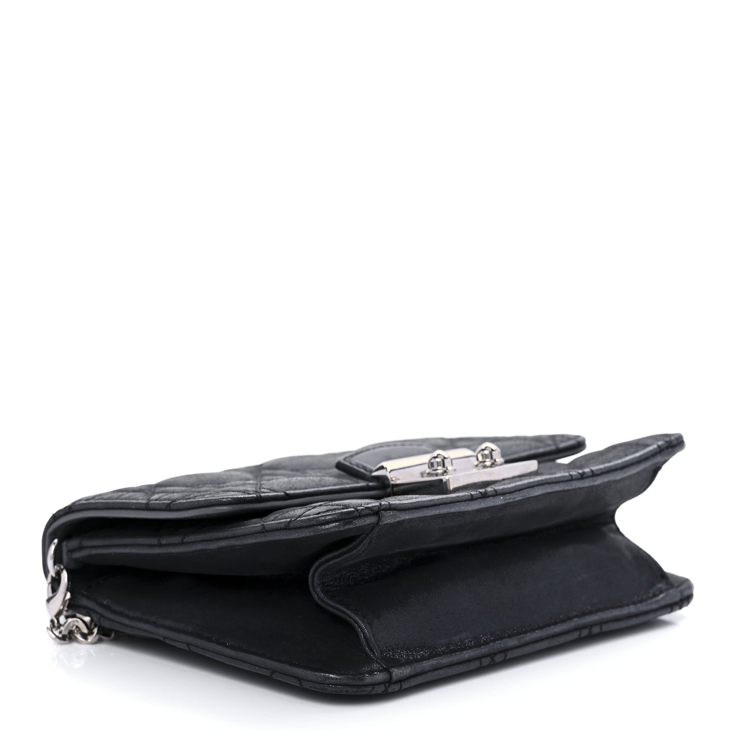 Metallic Calfskin Cannage Miss Dior Promenade Pouch Black