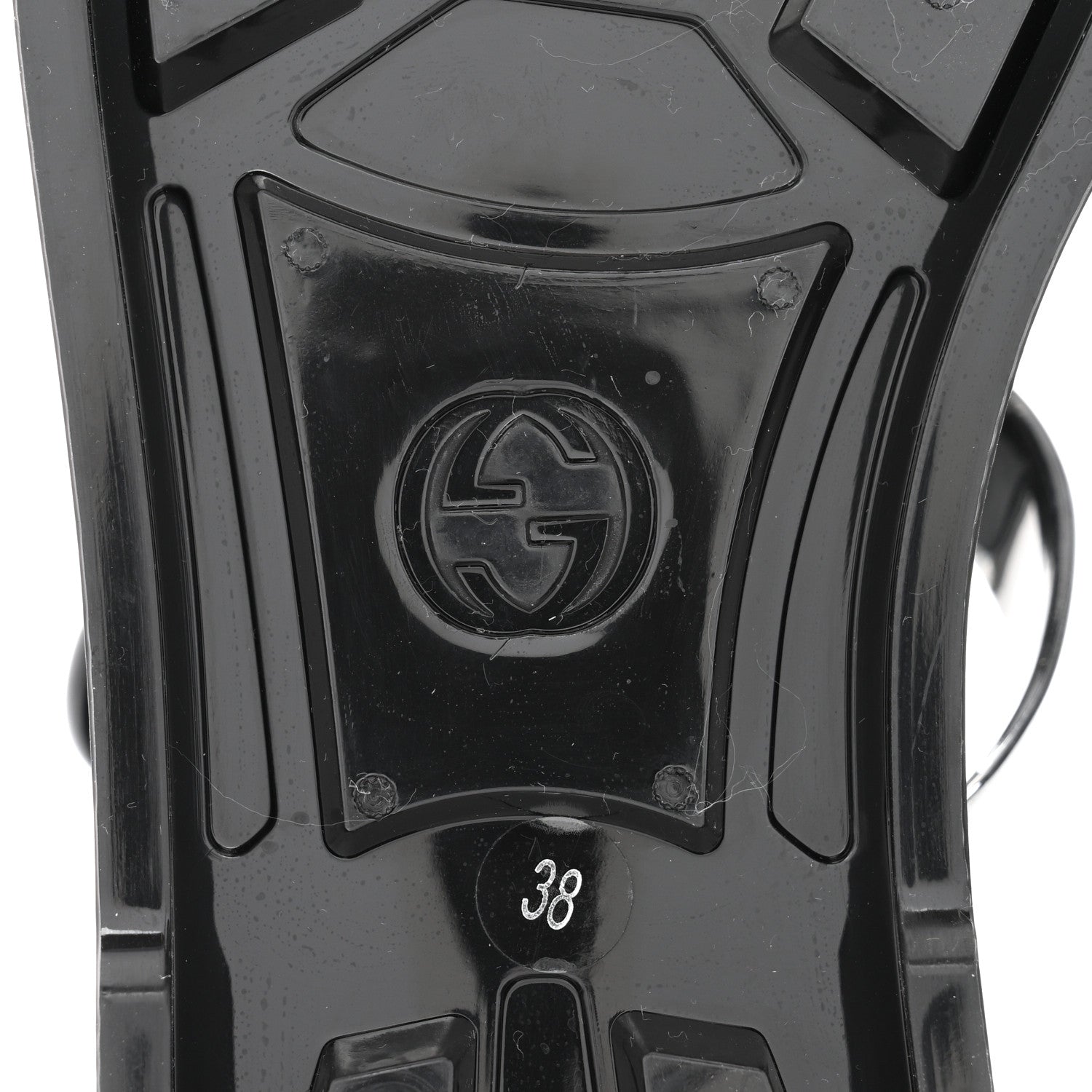 Gucci Shiny Rubber Double G Buckle Strap Sandals 38 Black 7 of 8