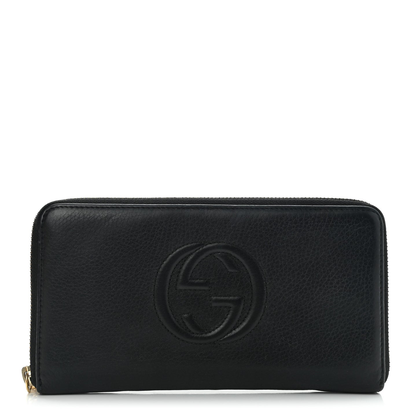 Pebbled Calfskin Soho Zip Around Wallet Black