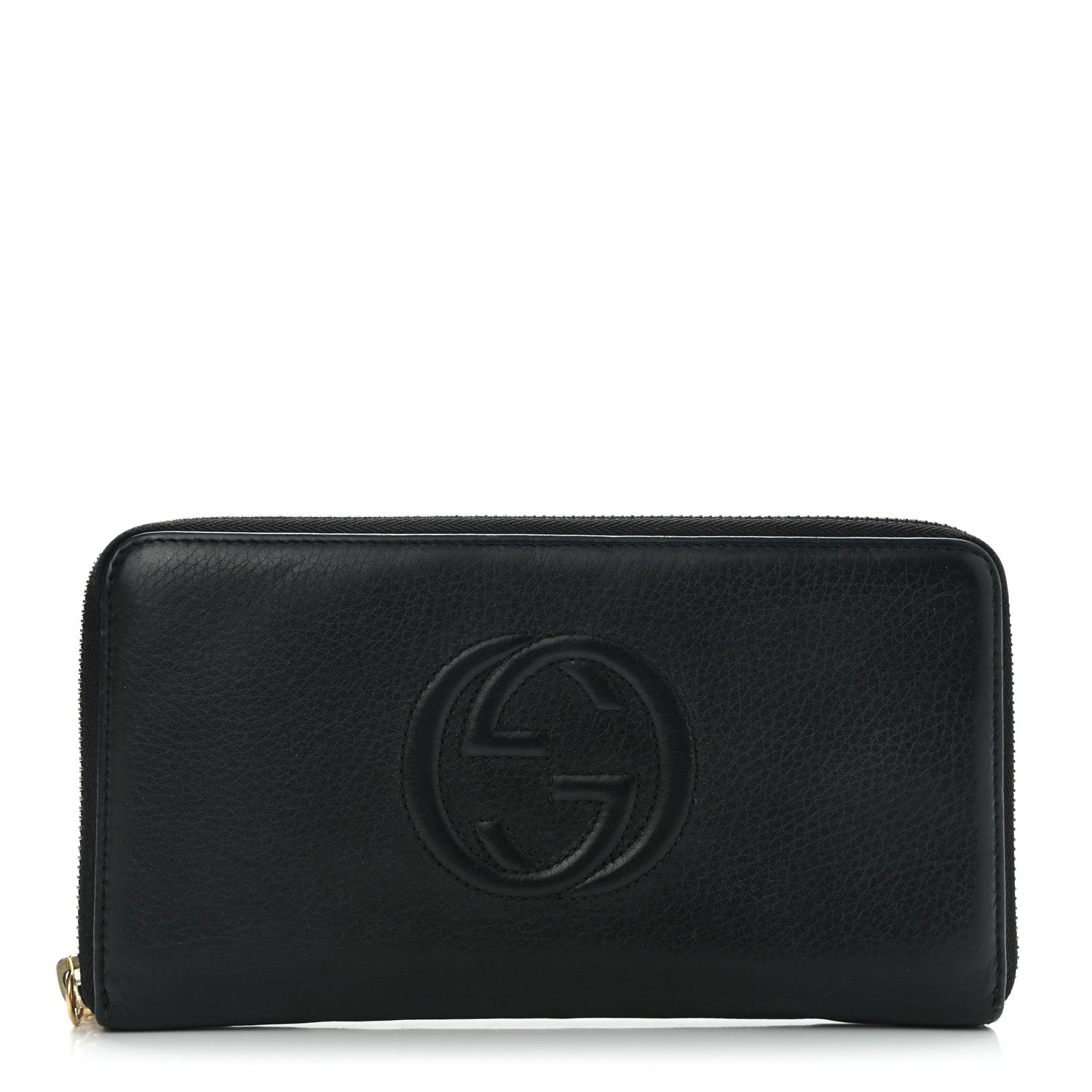 Gucci Pebbled Calfskin Soho Zip Around Wallet Black 1 of 9