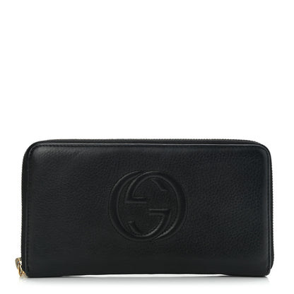 Gucci Pebbled Calfskin Soho Zip Around Wallet Black 1 of 9