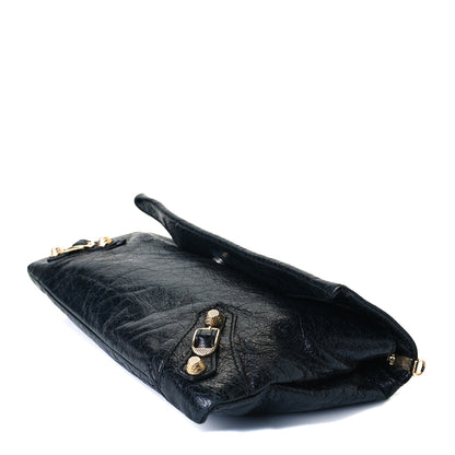 Balenciaga Agneau Giant 12 Gold Hardware Envelope Strap Clutch Black 4 of 7