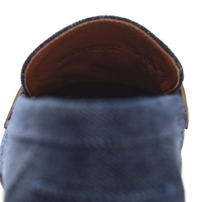 Hermes Denim Canvas Calfskin Womens Destin Loafer 36 Bleu Brut Gold 8 of 9