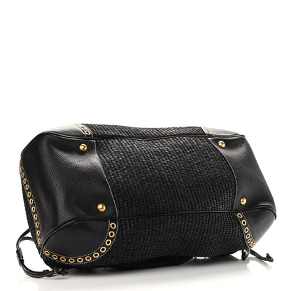 Prada Paglia Vitello Daino Frame Satchel Black 4 of 14