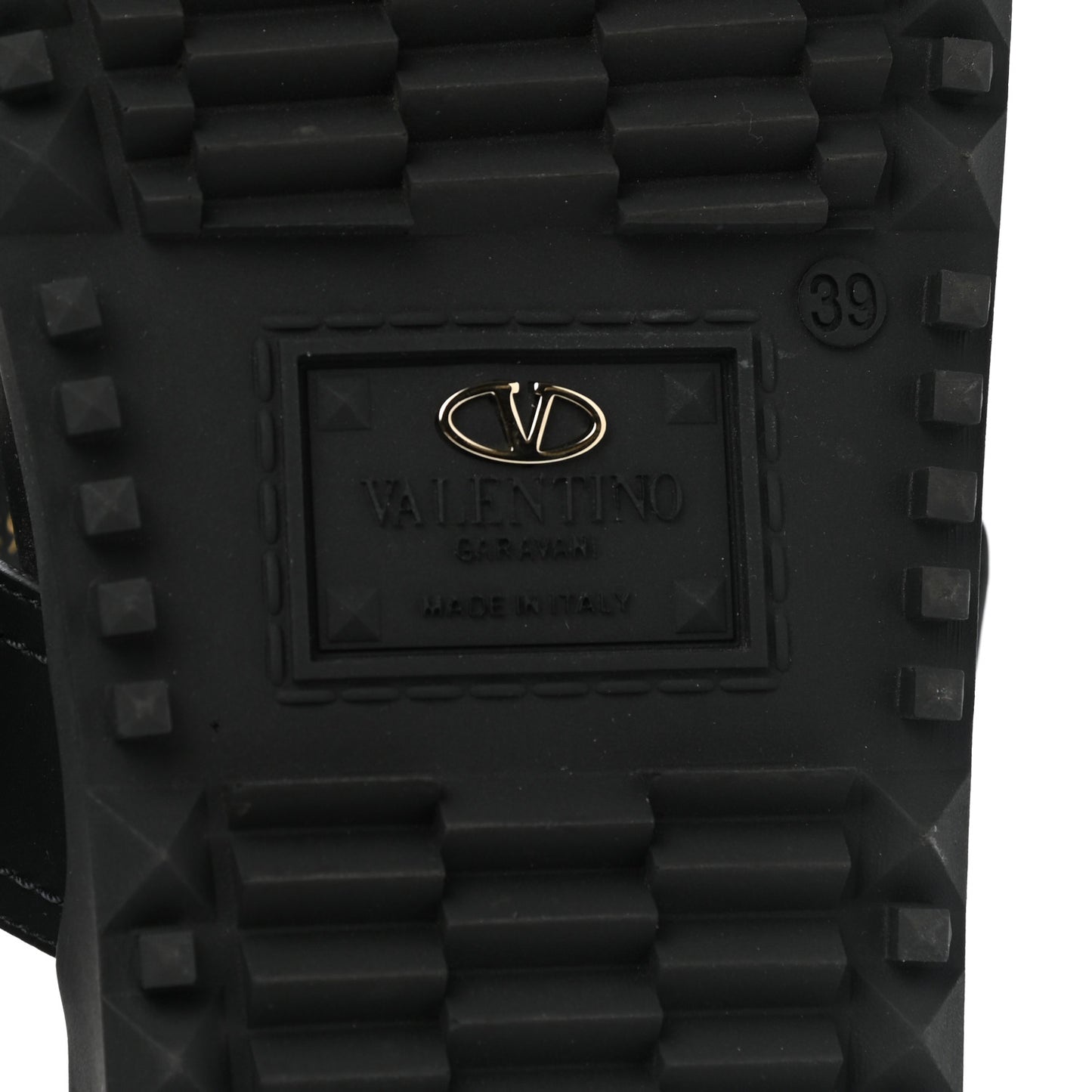 Calfskin Rockstud Buckled Slide Sandals 39 Black