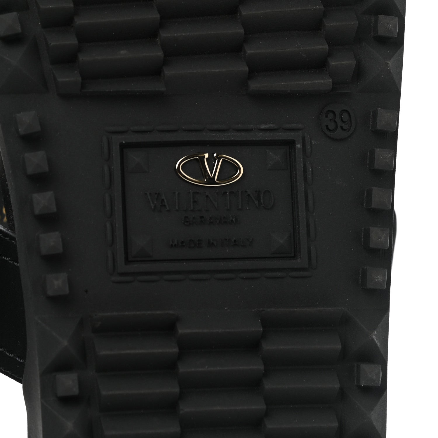 Valentino Garavani Calfskin Rockstud Buckled Slide Sandals 39 Black 6 of 9