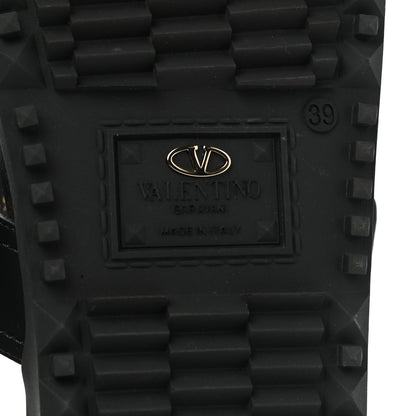 Valentino Garavani Calfskin Rockstud Buckled Slide Sandals 39 Black 6 of 9