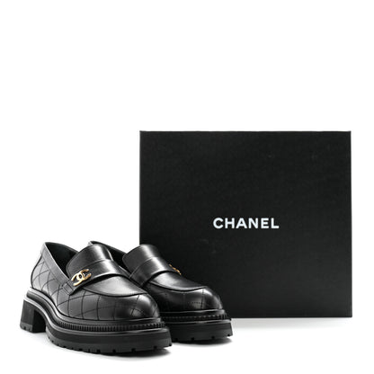 Chanel Calfskin Quilted CC Mocassin Loafers 41 Black 12 of 12