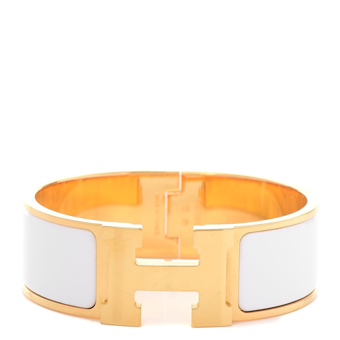 Enamel Wide Clic Clac H Bracelet PM White