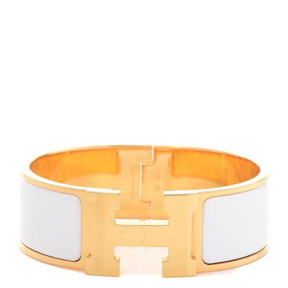 Hermes Enamel Wide Clic Clac H Bracelet PM White 1 of 5