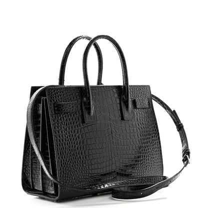 Saint Laurent Calfskin Crocodile Embossed Baby Sac De Jour Black 3 of 9