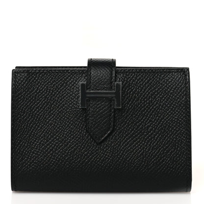 Hermes Epsom Monochrome Bearn Card Holder Wallet Black 1 of 9