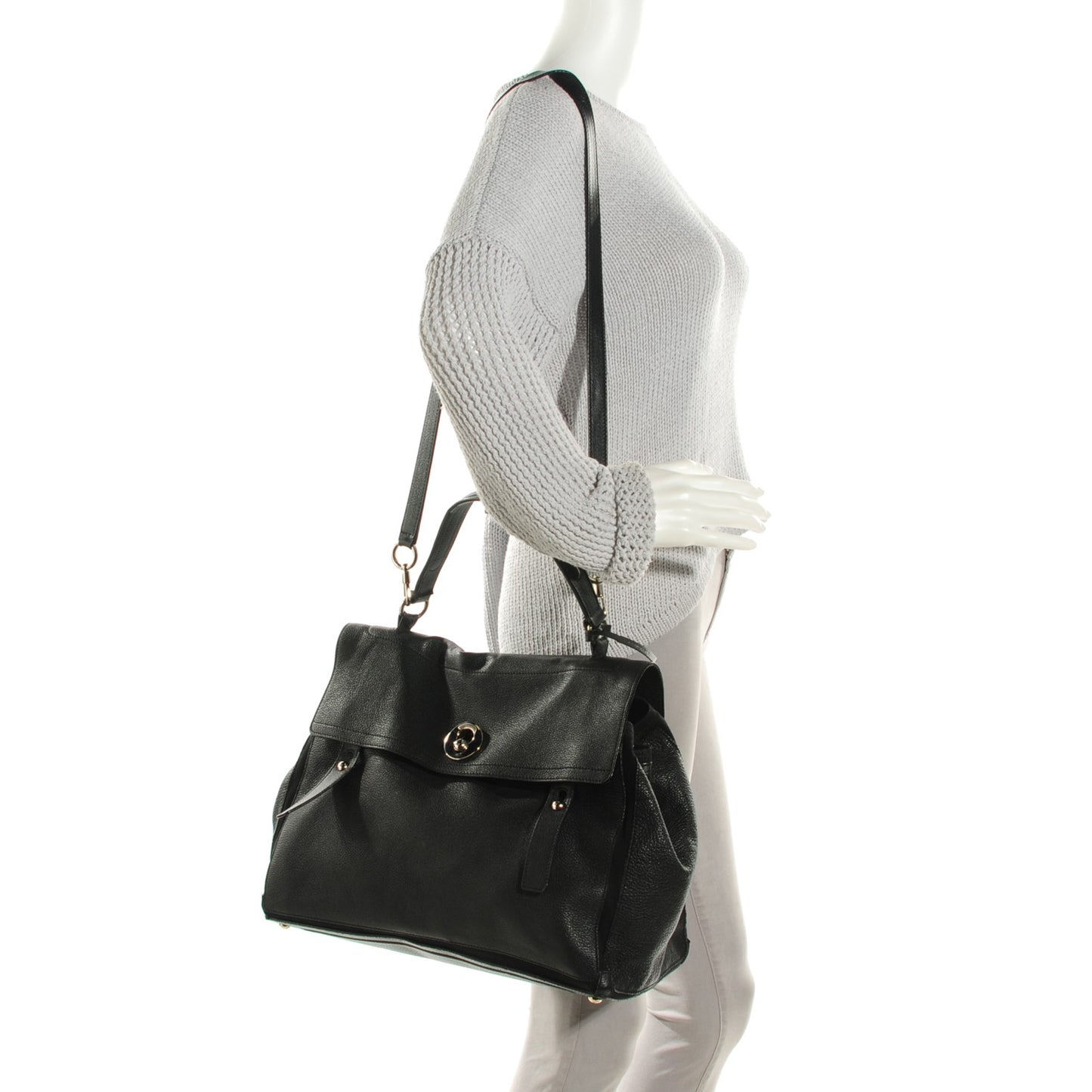 Calfskin Suede Large Muse Two Black