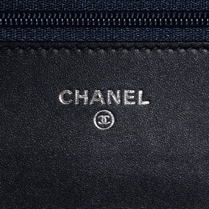 Chanel Velvet Quilted Boy Wallet On Chain WOC Dark Blue 6 of 9