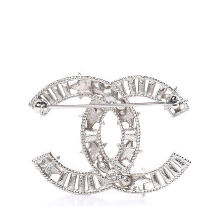 Chanel Crystal Pearl CC Star Coco Flapper Brooch Silver 3 of 5