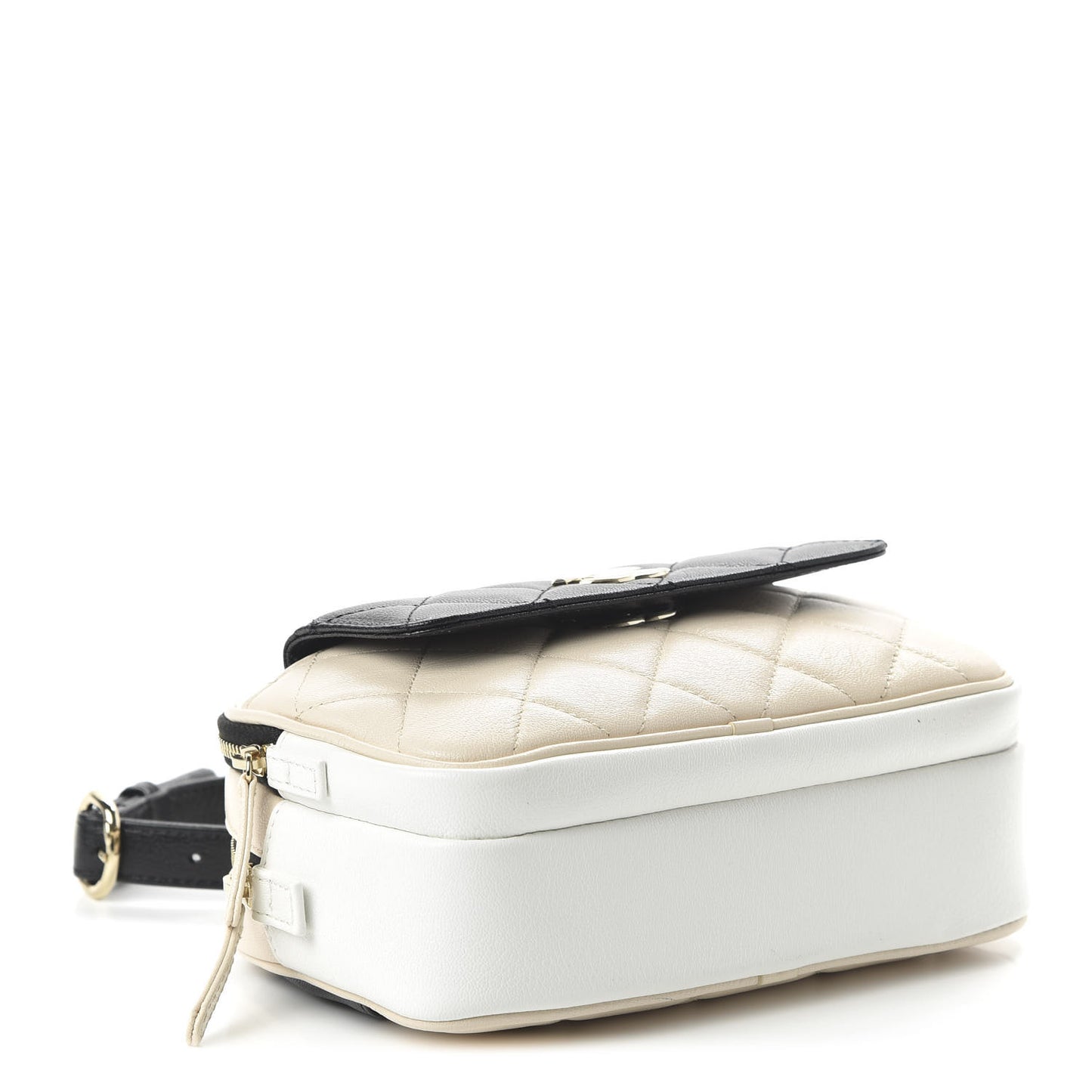Goatskin Quilted Waist Bag Beige White Black