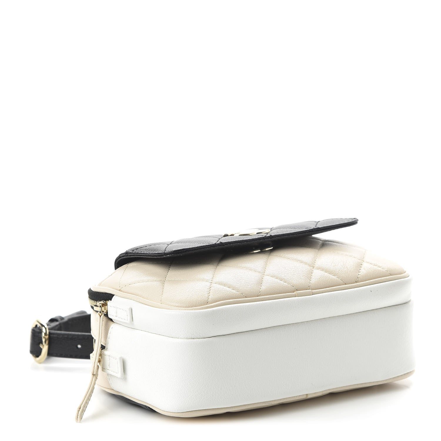 Chanel Goatskin Quilted Waist Bag Beige White Black 4 of 10