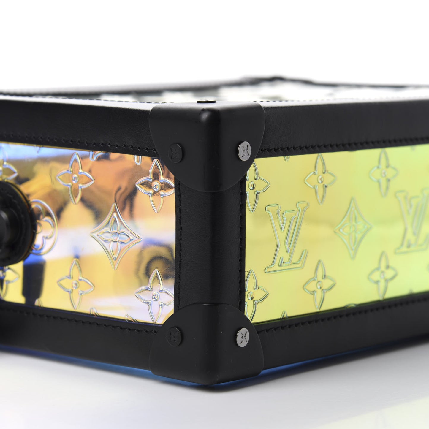 Calfskin PVC Monogram Solar Ray Soft Trunk Iridescent Prism Black