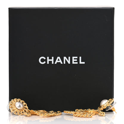 Chanel Metal Pearl CC Chain Drop Earrings Gold 5 of 5