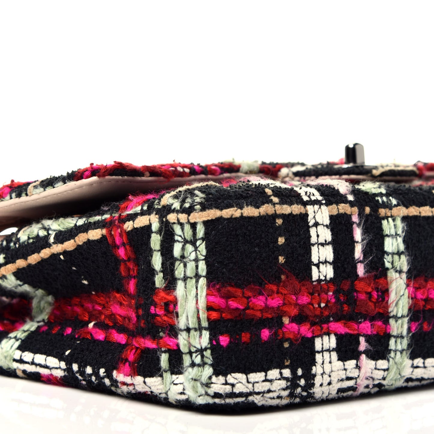Tweed Medium Double Flap Black Pink