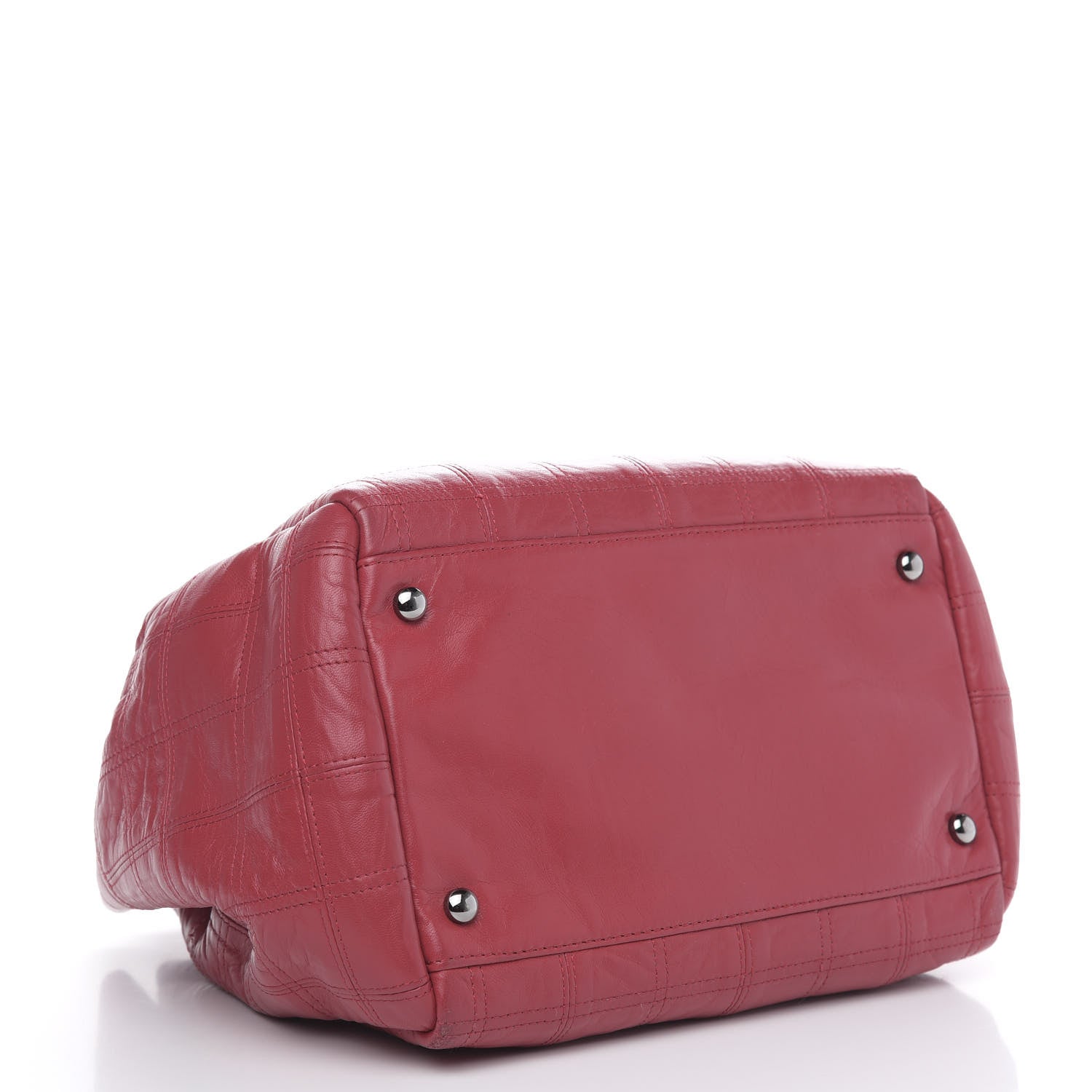 Chanel Lambskin Square Stitched Lax Accordion Shoulder Bag Red 4 of 14