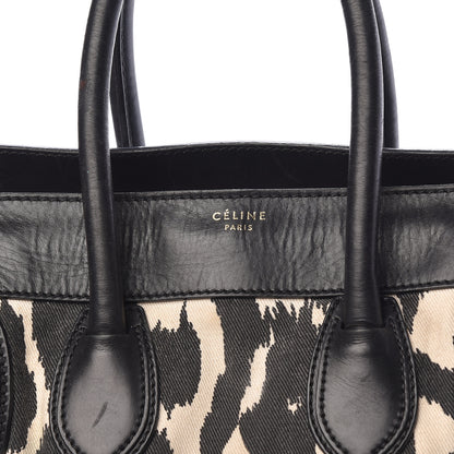 Celine Canvas Smooth Calfskin Leopard Print Mini Luggage Black 6 of 25
