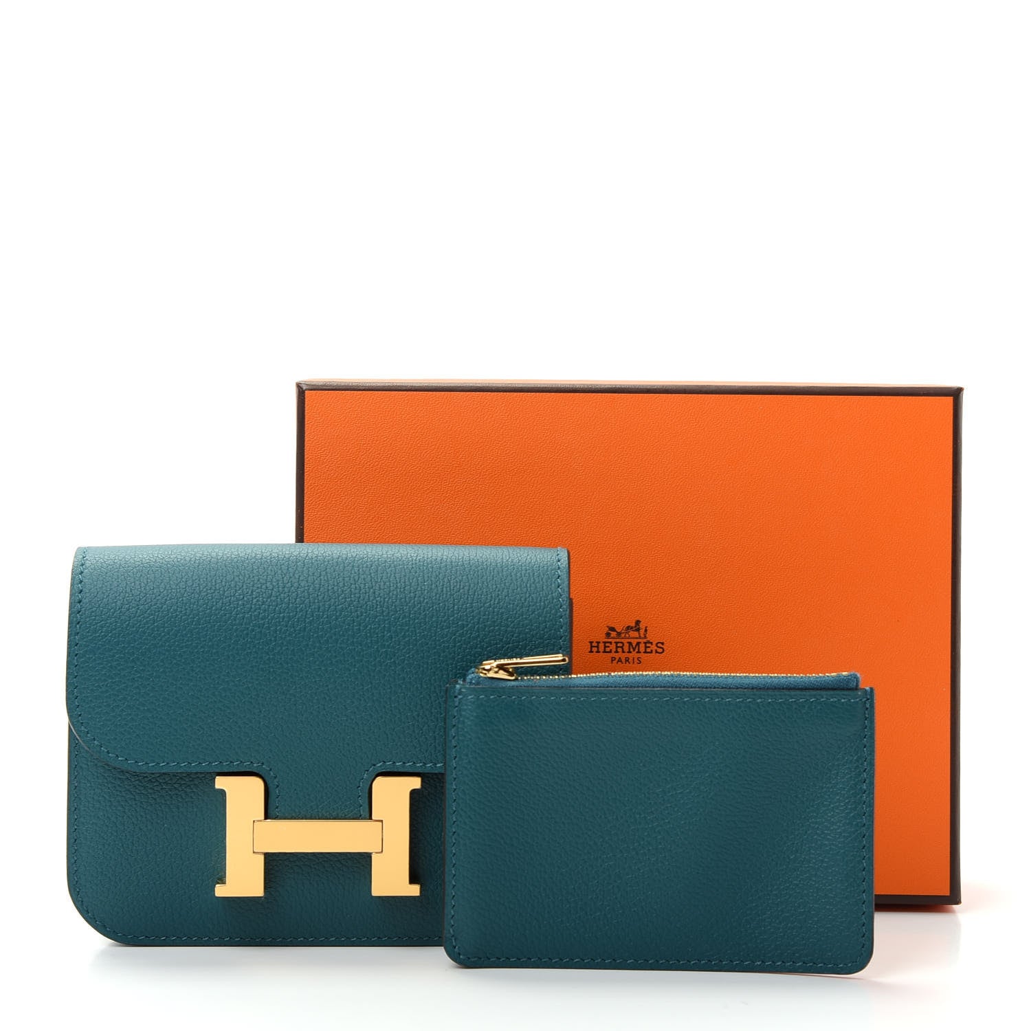 Hermes Evercolor Constance Slim Wallet Vert Bosphore 8 of 9