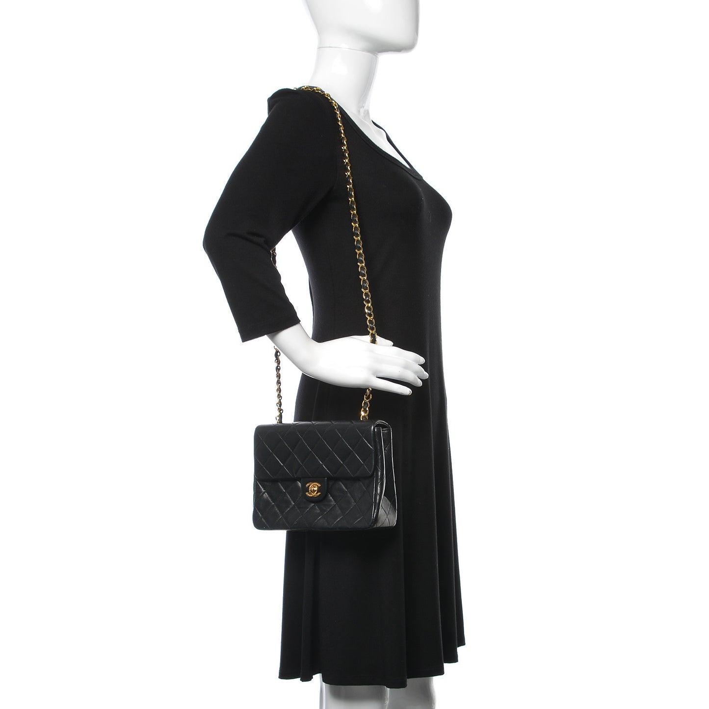 Lambskin Quilted Mini Square Flap Bag Black