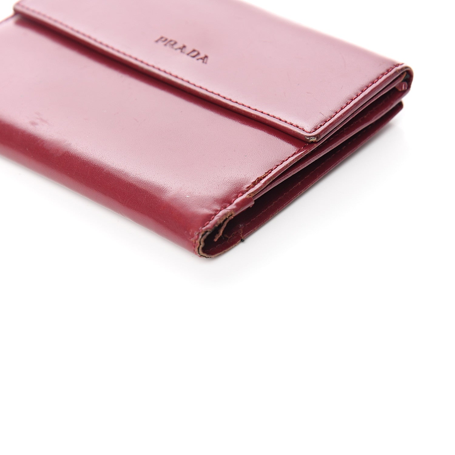 Prada Vitello French Flap Compact Wallet Cherry 8 of 11