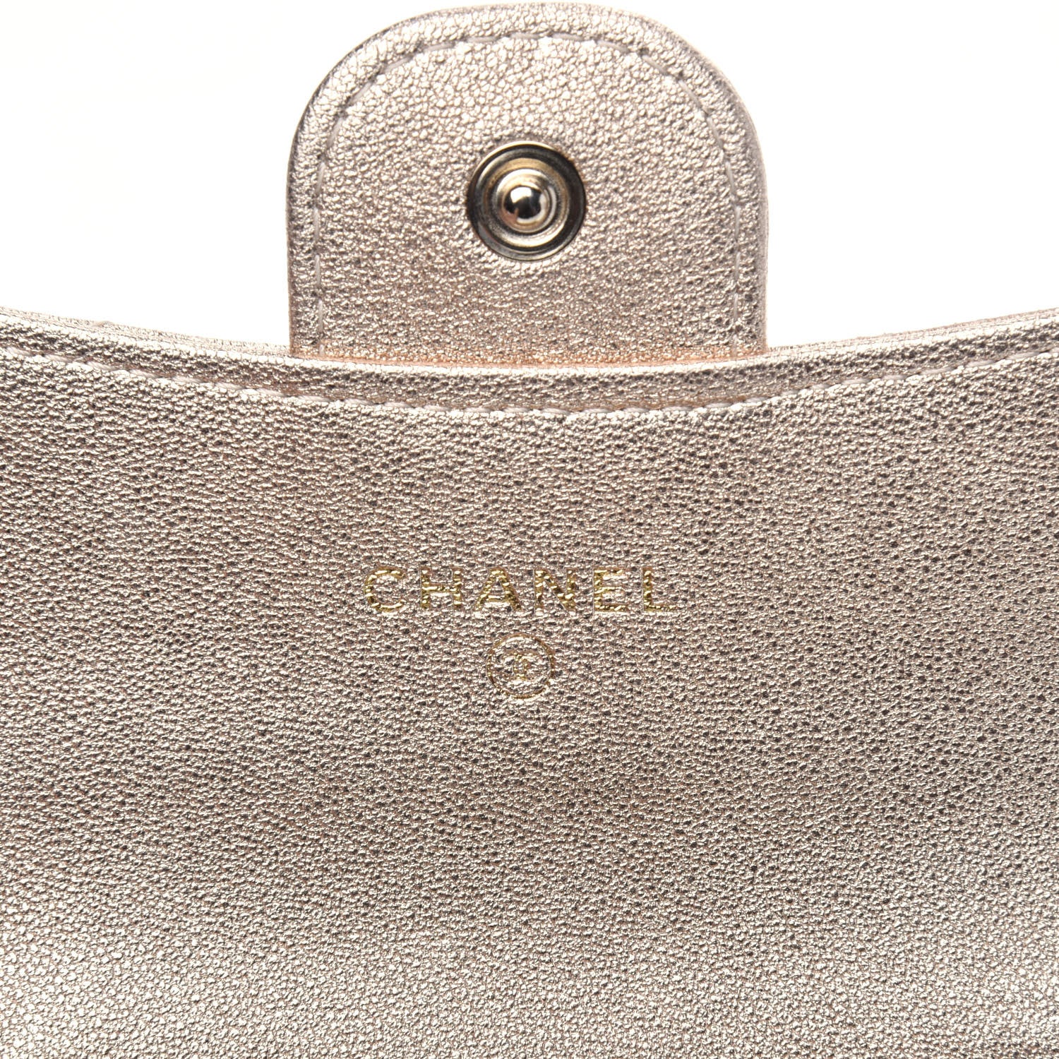 Chanel Metallic Lambskin Quilted Flap Card Holder Wallet Gold 6 of 10