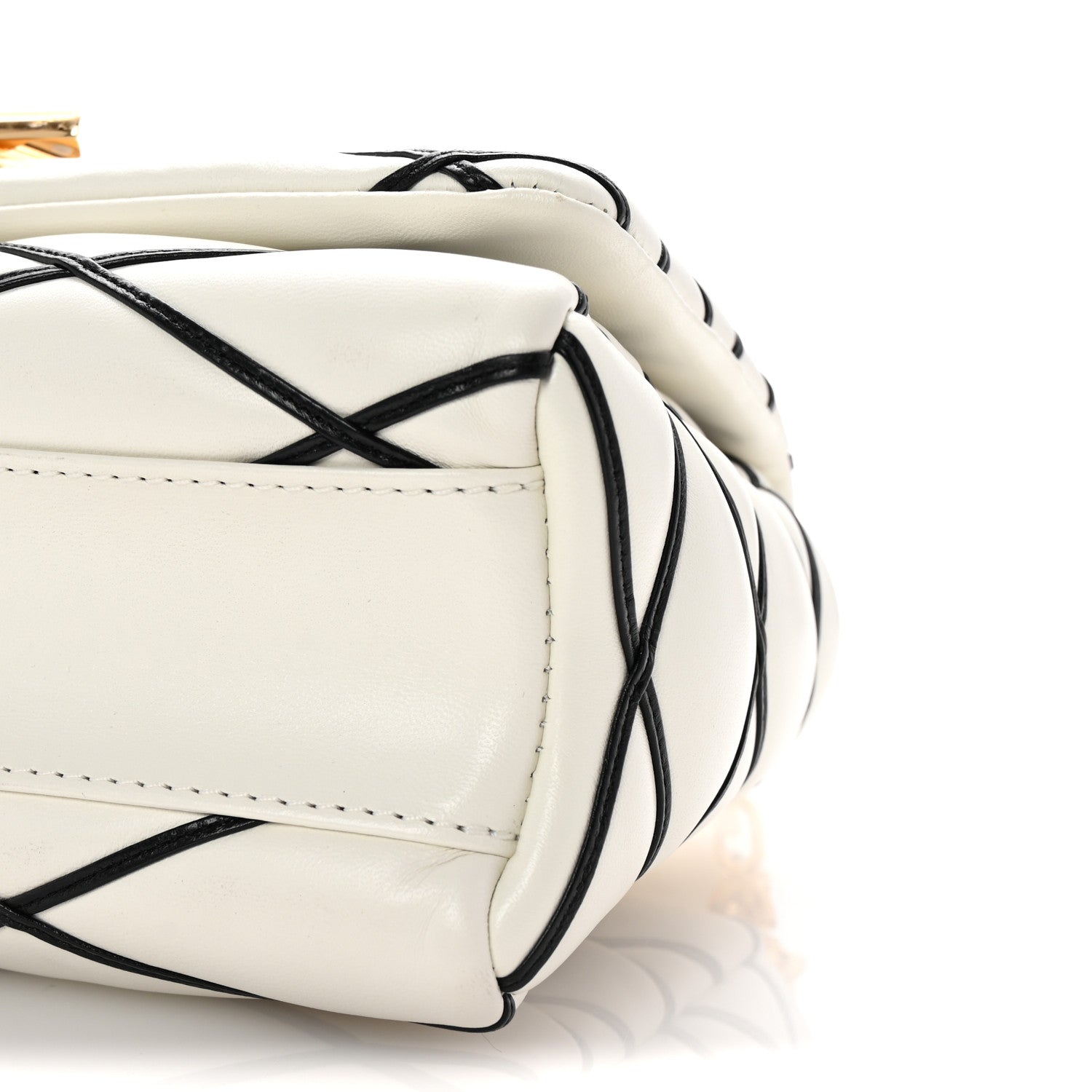 Louis Vuitton Lambskin Malletage Top Handle GO-14 MM White Black 9 of 9