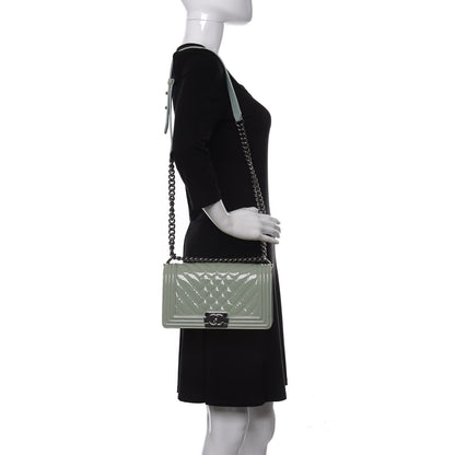 Chanel Patent Chevron Quilted Medium Boy Flap Green 2 of 10