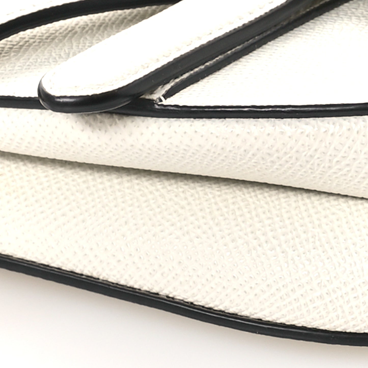 Grained Calfskin Mini Saddle Bag White