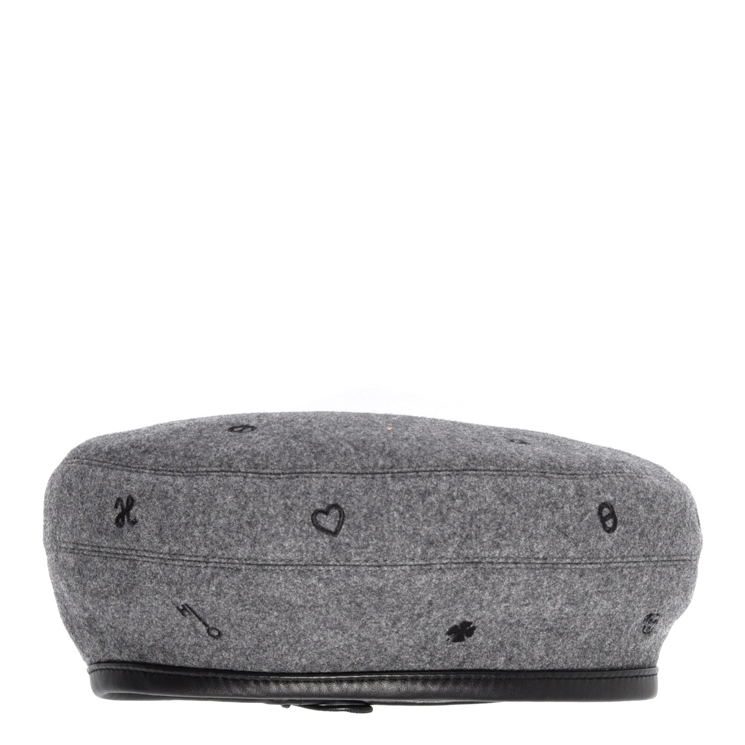 Hermes Cashmere Lambskin Saint-Honore Charms Beret 57 Charbon 1 of 7